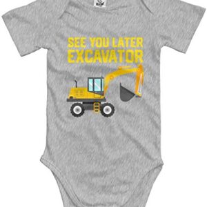 BWSaon baby girls See You Later Excavator Newborn Funny Letter Print Romper JumpSuit Outfit, Gray, 0-6 months