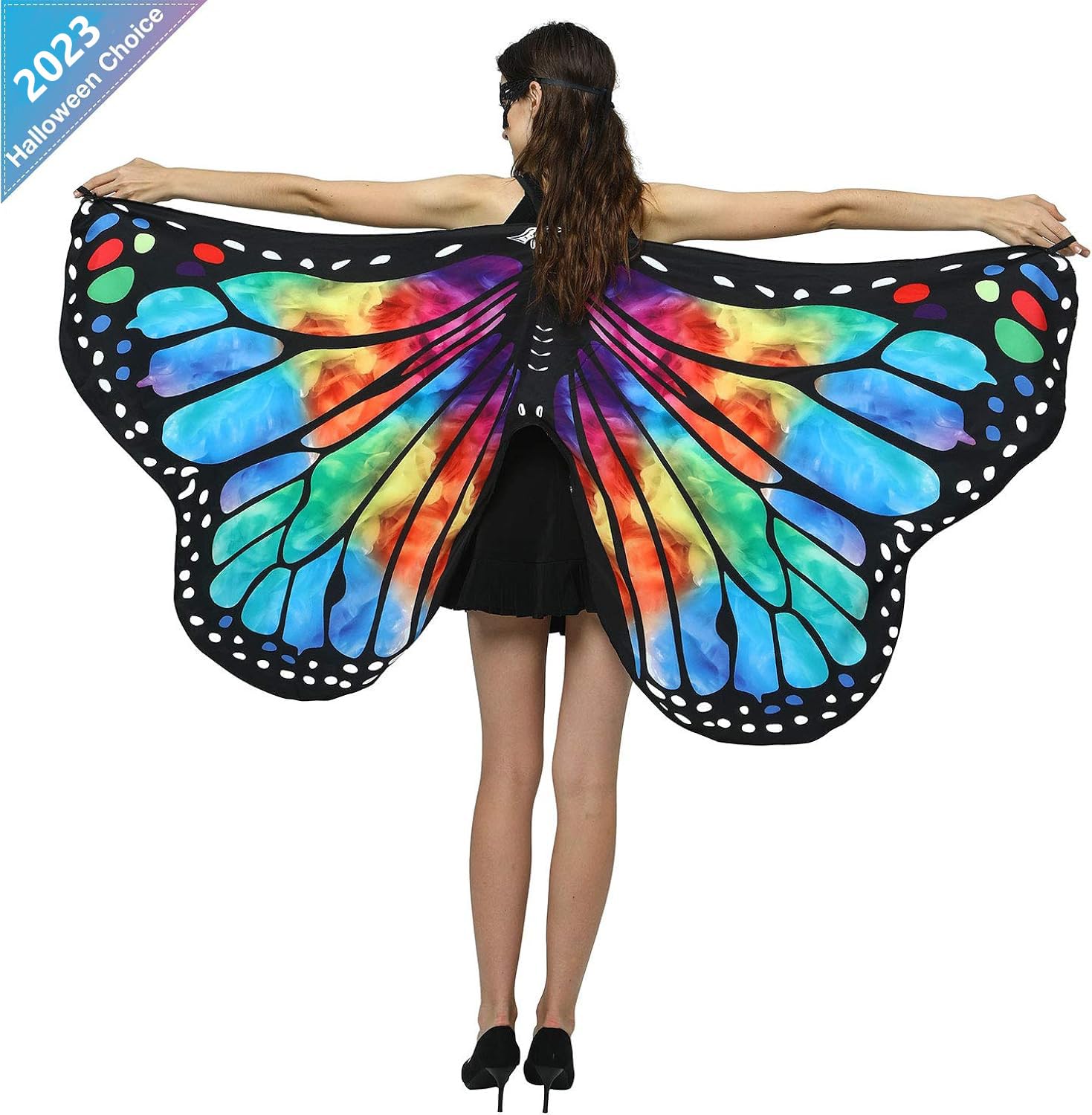 Shireake Baby Halloween/Party Costumes,Double-Sided Printing Fabric Butterfly Wings for Women,Butterfly Fairy Ladies Costume (147 x70 CM, Mutlicolor)