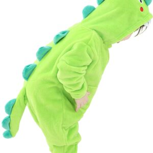 LOLANTA Boys Girls Dinosaur Costume Bodysuit Flannel Toddler One Piece Jumpsuit Kids Gifts (Green, 6-7 Years)