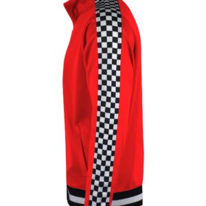 SCREENSHOT-F11854 Mens Urban Hip Hop Premium Track Jacket - Slim Fit Checker Taped Block Fashion Top-Red-Large