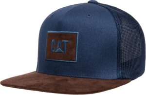 caterpillar men's suede flexfit cap, navy, small-medium