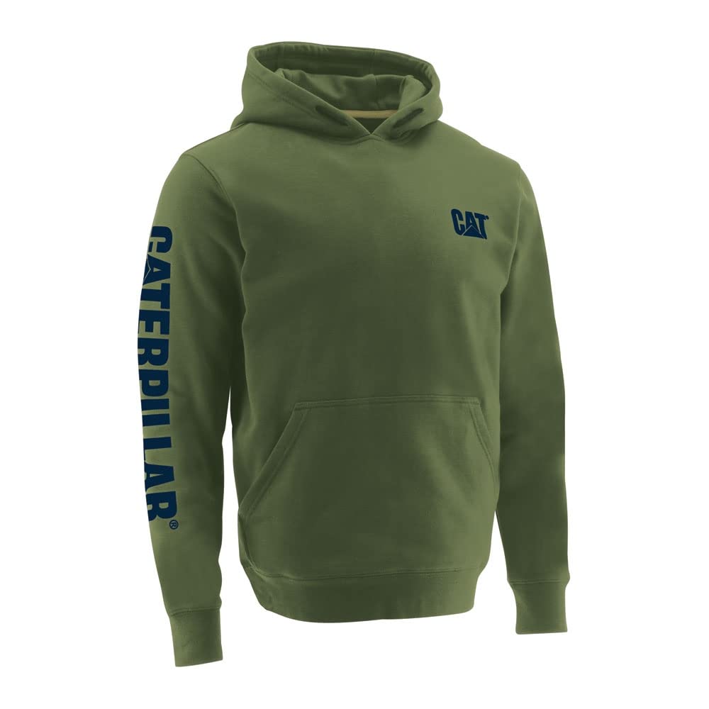 Caterpillar Men's Trademark Banner Hoodies Featuring CAT Logo on Chest and Sleeve with S3 Cord Management, Chive, 4XL