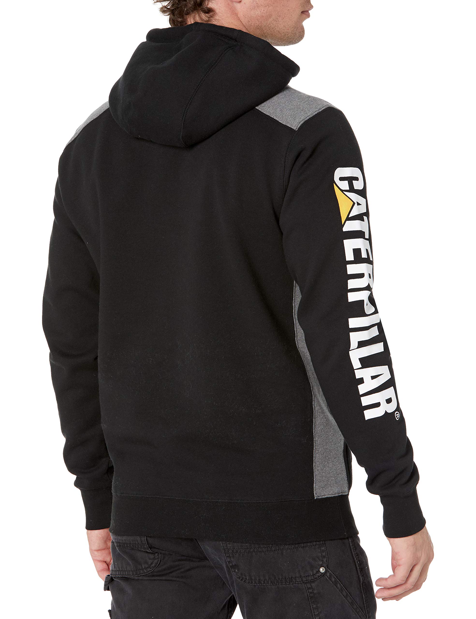 Caterpillar Men's Tall Logo Panel Hooded Sweatshirt (Regular and Big Sizes), Black, 3X Large