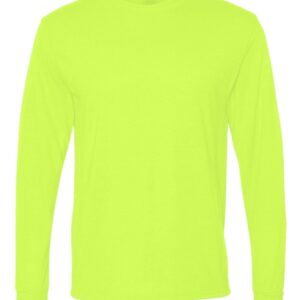 Jerzees 100% Polyester Moisture-Wicking Long-Sleeve T-Shirt, XL, SAFETY GREEN