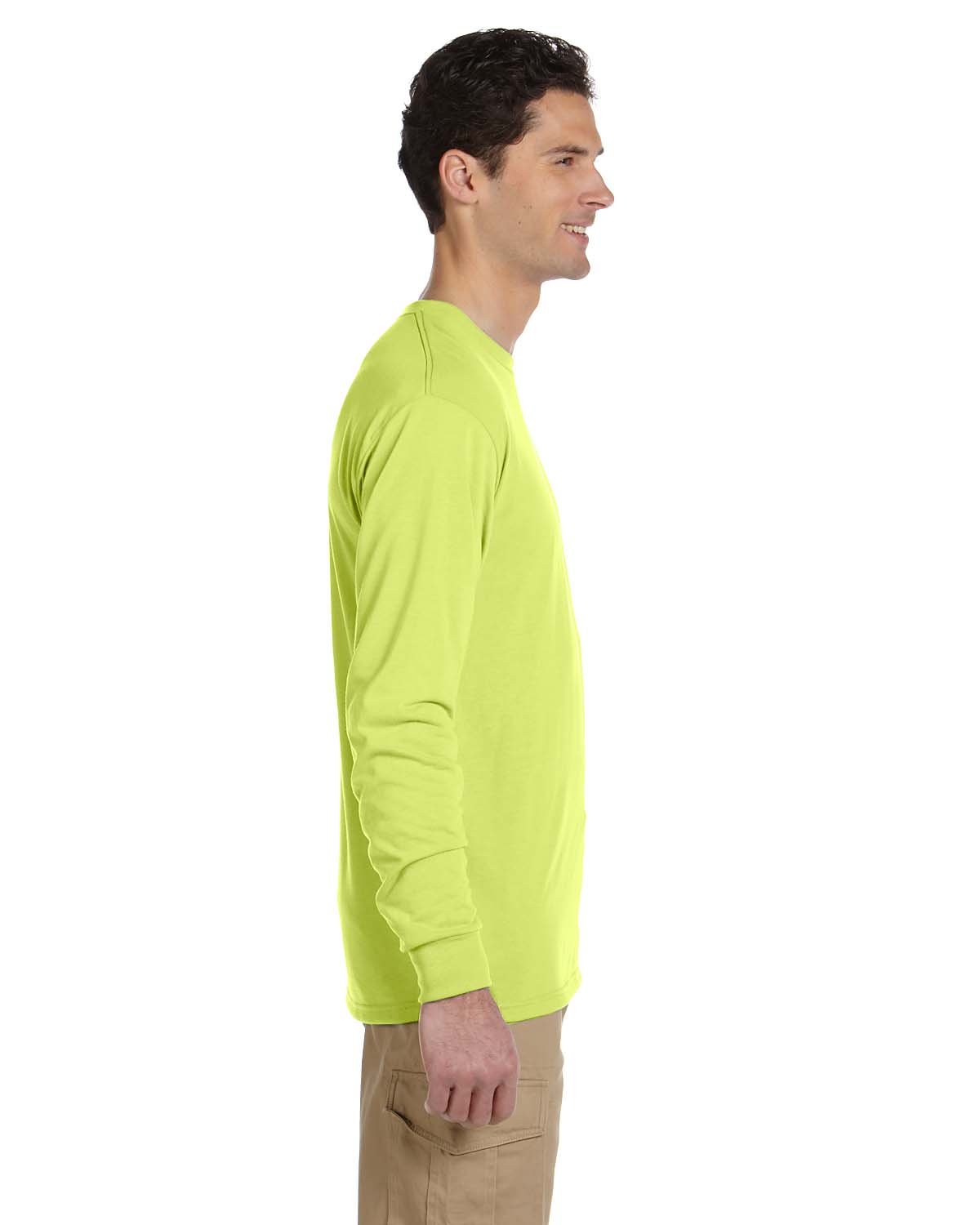 Jerzees 100% Polyester Moisture-Wicking Long-Sleeve T-Shirt, XL, SAFETY GREEN