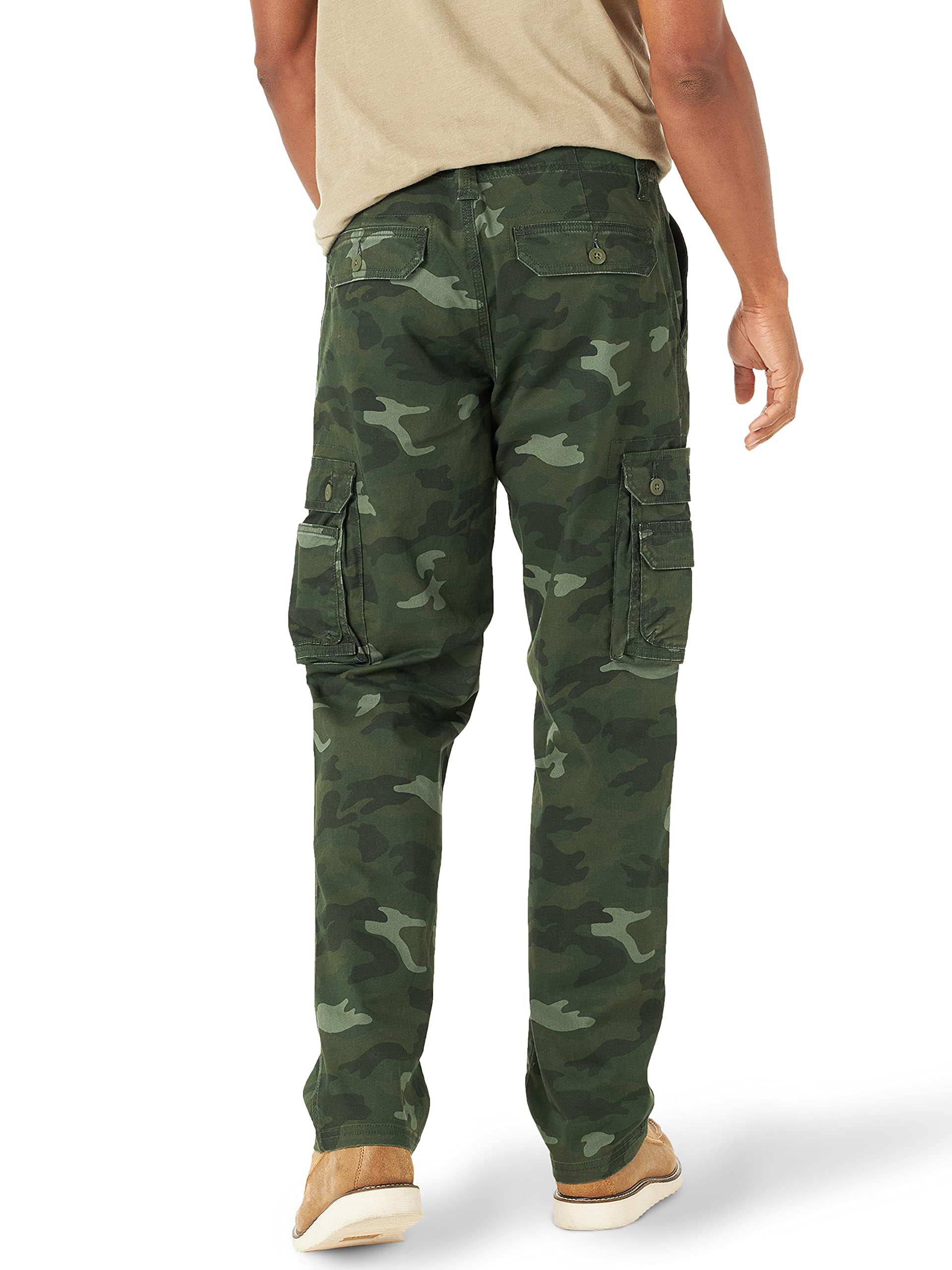 Lee Men's Wyoming Relaxed Fit Cargo Pant, Green Camo, 40W x 32L