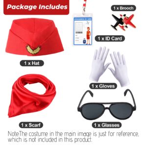 Keymall Kids Flight Attendant Costume Accessories Set Stewardess Hat Airline Hostess Costume Kits for Girls Dress Up Halloween Career Costume