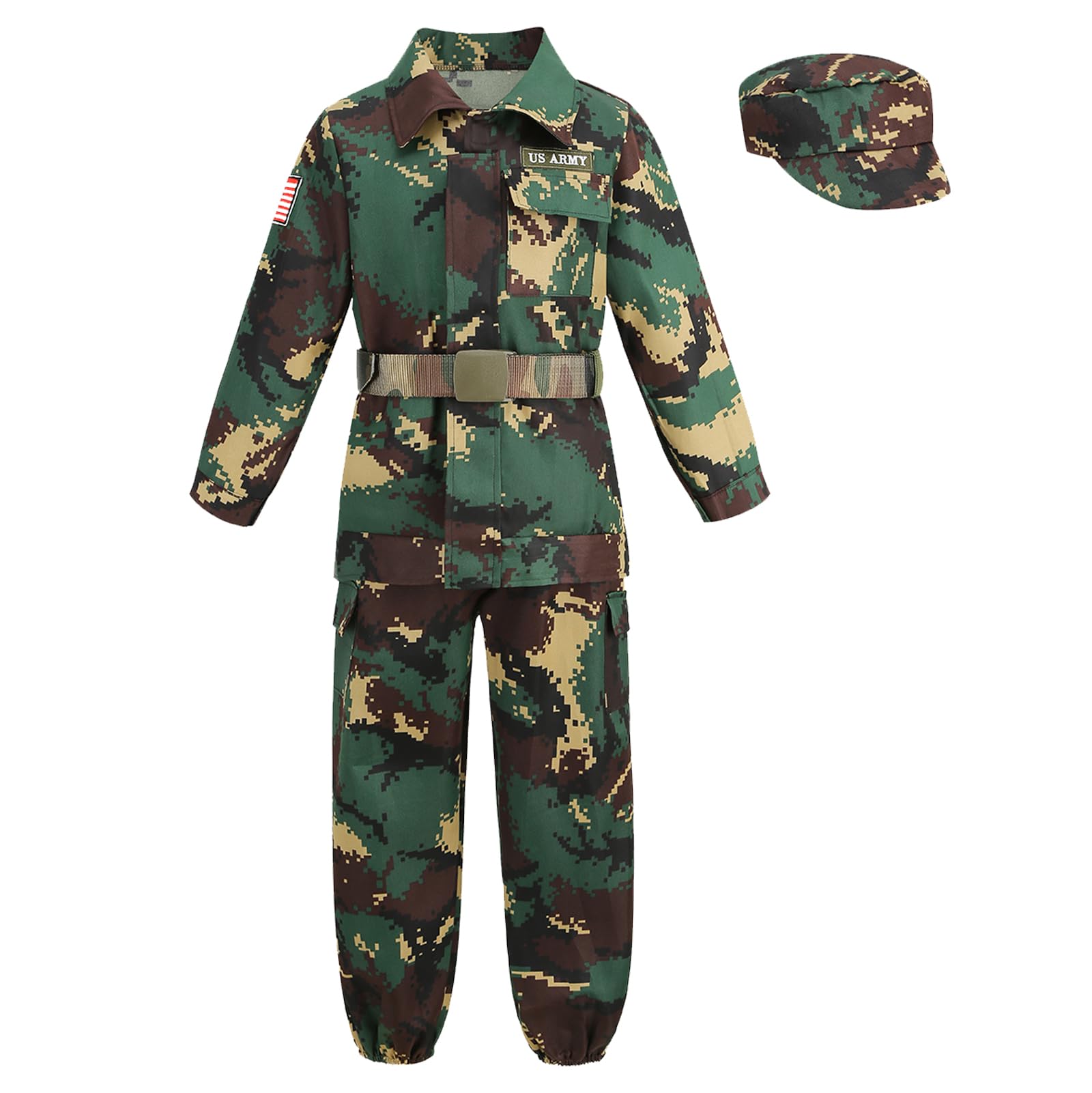 yolsun Deluxe Kid's Camo Combat Soldier Army Costume (10-12 Years, Dark green color)