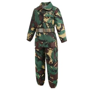 yolsun Deluxe Kid's Camo Combat Soldier Army Costume (10-12 Years, Dark green color)