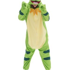 vavalad Unisex Adult Onesie Animal Cosplay One Piece Pajama Sleepwear Halloween Christmas Custume for Women Men Teens, Green