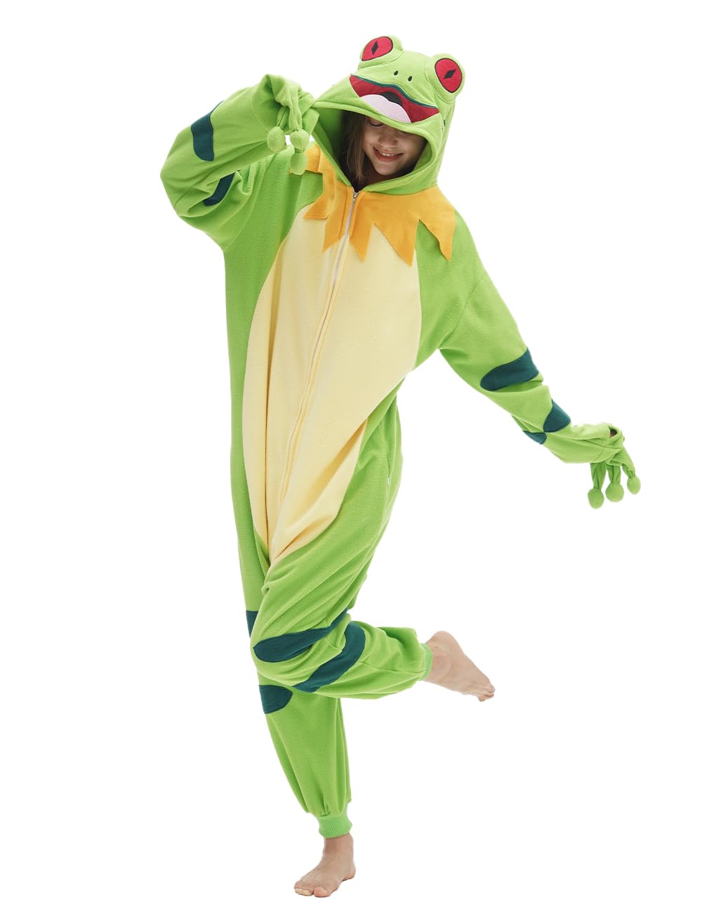 vavalad Unisex Adult Onesie Animal Cosplay One Piece Pajama Sleepwear Halloween Christmas Custume for Women Men Teens, Green