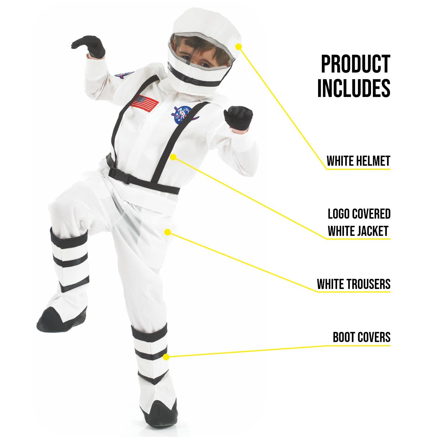 fun shack Astronaut Costume for Kids with Helmet, Kids Astronaut Costumes, Nasa Costume Kids, Space Costume for Kids, Medium