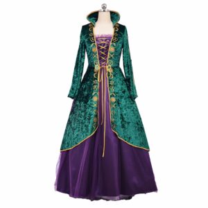 1791's lady Women Green Velvet Dress Halloween Witch Cosplay Costume