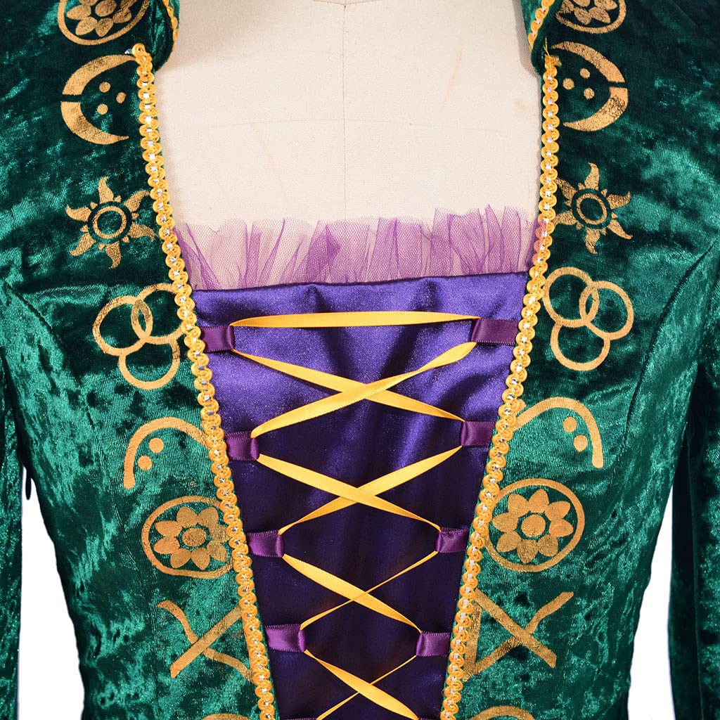 1791's lady Women Green Velvet Dress Halloween Witch Cosplay Costume