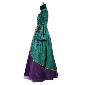 1791's lady Women Green Velvet Dress Halloween Witch Cosplay Costume