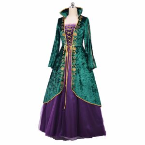 1791's lady Women Green Velvet Dress Halloween Witch Cosplay Costume