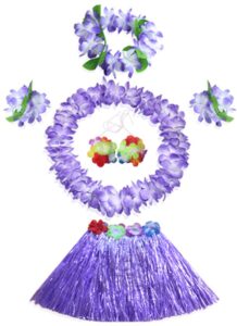 fighting to achieve 30cm hawaiian purple grass skirt performance costume set for girls