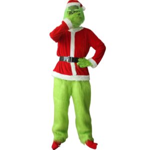 cupohus green monster costume for adult christmas santa costumes with mask furry men suit halloween outfit