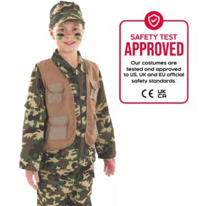 fun shack Boys X-Large Army Costume, Kids Military Outfit with Camo Print