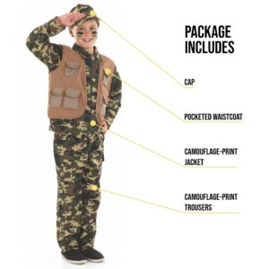 fun shack Boys X-Large Army Costume, Kids Military Outfit with Camo Print