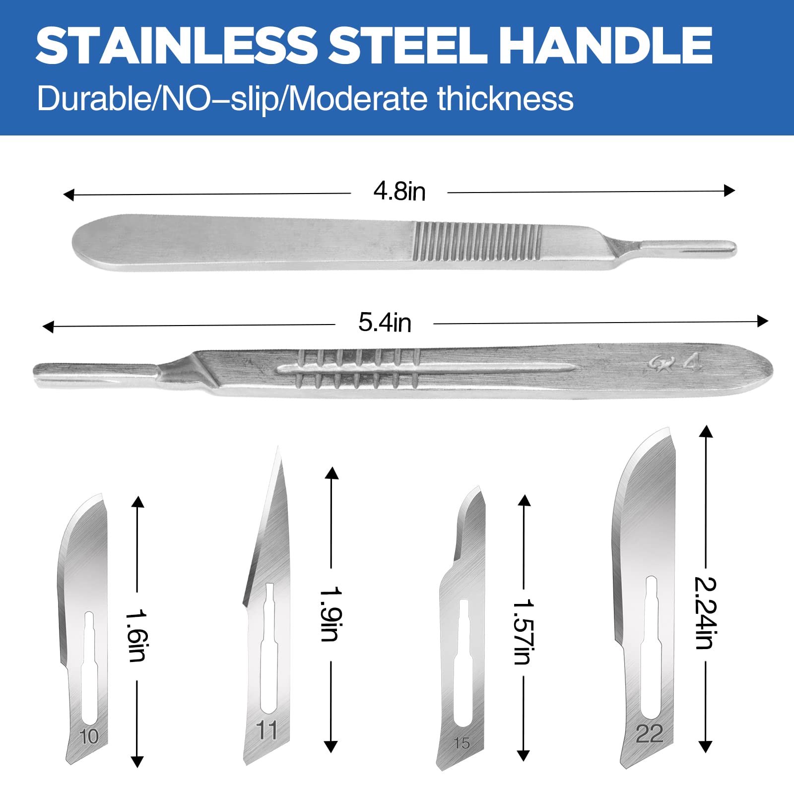 44 PCS 40 Scalpel Blades with #10#11#15#22 Scalpels Surgical Sterile Blades Including Four Handle,Laboratory Blade-Lab Knives- Carving Blades with Handle-Art Blades Practicing Cutting-Crafts & More