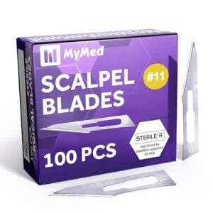 Pack of 100 Disposable Surgical Blades 11, Size 11 Scalpel Blades for Surgical Knife Scalpel, Dermaplaning Tool for Face Professional Dermablade Surgical Blades. 11 Blade, Sterile