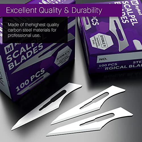 Pack of 100 Disposable Surgical Blades 11, Size 11 Scalpel Blades for Surgical Knife Scalpel, Dermaplaning Tool for Face Professional Dermablade Surgical Blades. 11 Blade, Sterile