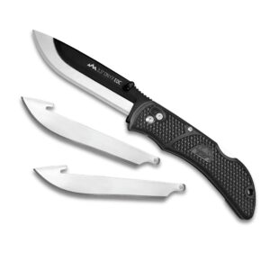 outdoor edge 3.5" onyx edc - replaceable blade folding pocket knife with dual thumb opener and pocket clip with 3 blades