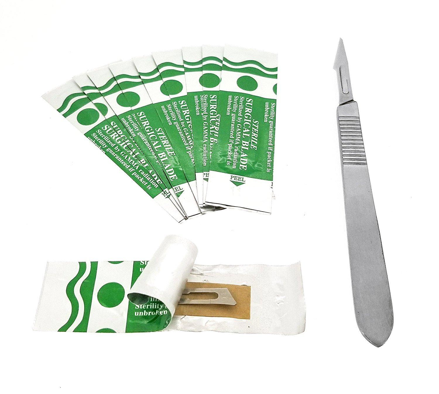 10pcs #11 Scalpel Blades with Free #3 Handle Medical Dental