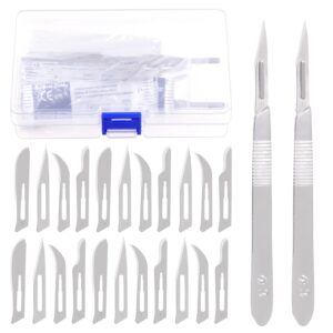 Swpeet 42Pcs 4 Styles #10#11#12#15 Scalpel Blades Surgical Grade Blades with #3 Scalpel Knife Handle Assortment Kit, Biology Lab Knives for Biology Lab Anatomy, Practicing Cutting, Sculpting