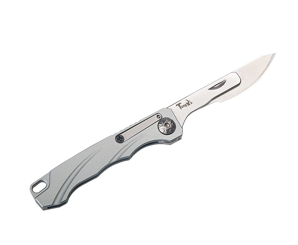 Tungyi Daily Pocket Folding Utility Knife with 10 Replaceable Quick Change Blades, Ultra Compact and Lightweight (Grey)