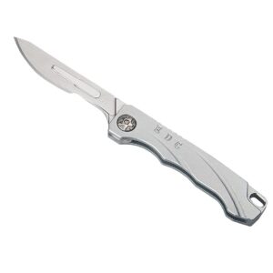 Tungyi Daily Pocket Folding Utility Knife with 10 Replaceable Quick Change Blades, Ultra Compact and Lightweight (Grey)