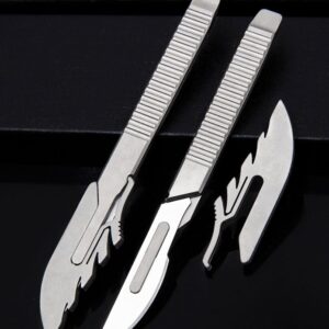 ainhue A5 Pocket Scalpel Utility Knife, 10pcs #24 Blades, 5 inch TC4 Titanium Pry Bar, EDC Multi-Tool Craft Knives for Box Opening, Paper Cutting