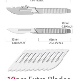 ainhue A5 Pocket Scalpel Utility Knife, 10pcs #24 Blades, 5 inch TC4 Titanium Pry Bar, EDC Multi-Tool Craft Knives for Box Opening, Paper Cutting