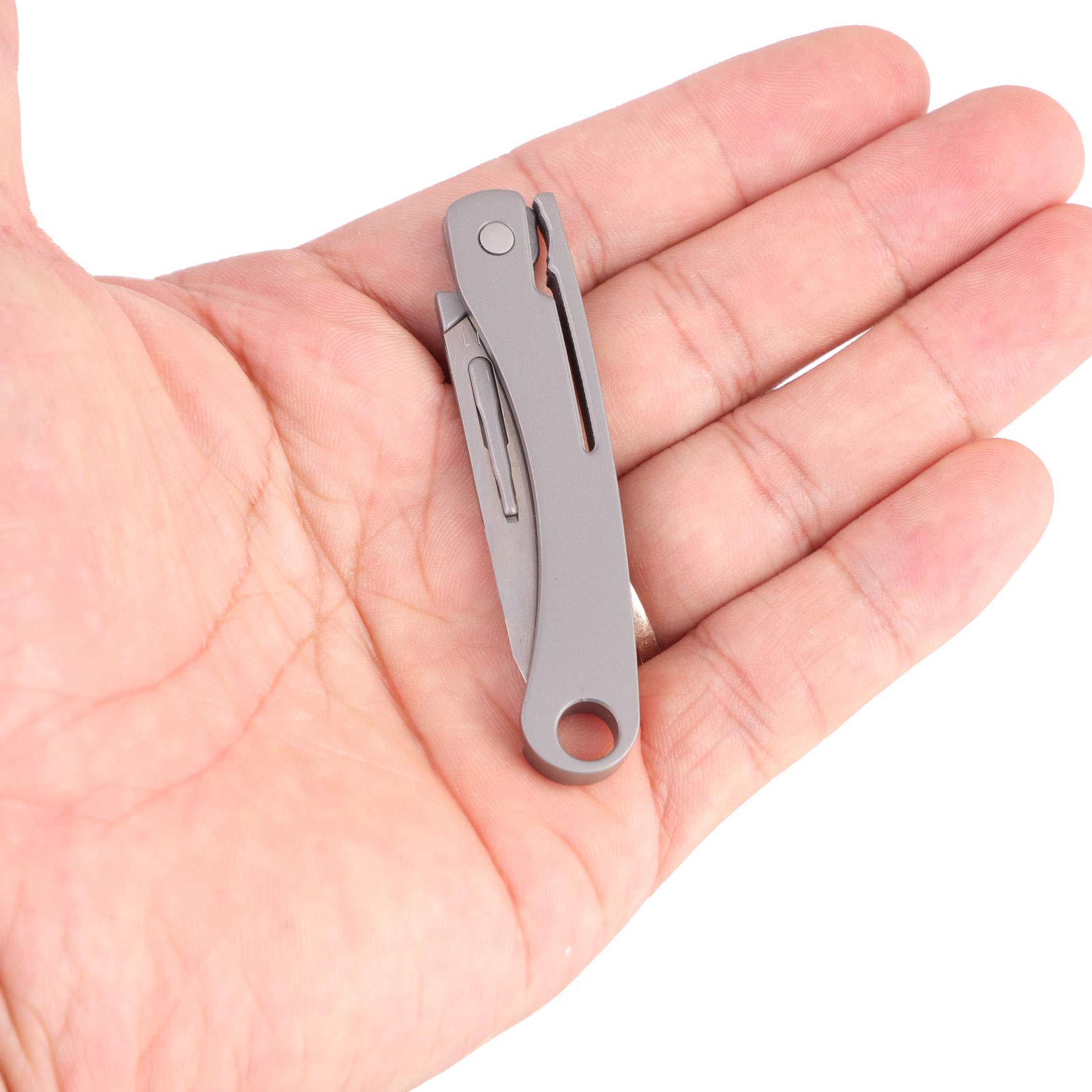 Samior TS105 Titanium Folding Scalpel Knife, Mini Slip Joint Utlitly EDC Keychain Knife with 10pcs 11# replacable Blades, Craft Working, Box Opening, Light Daily Use Knives