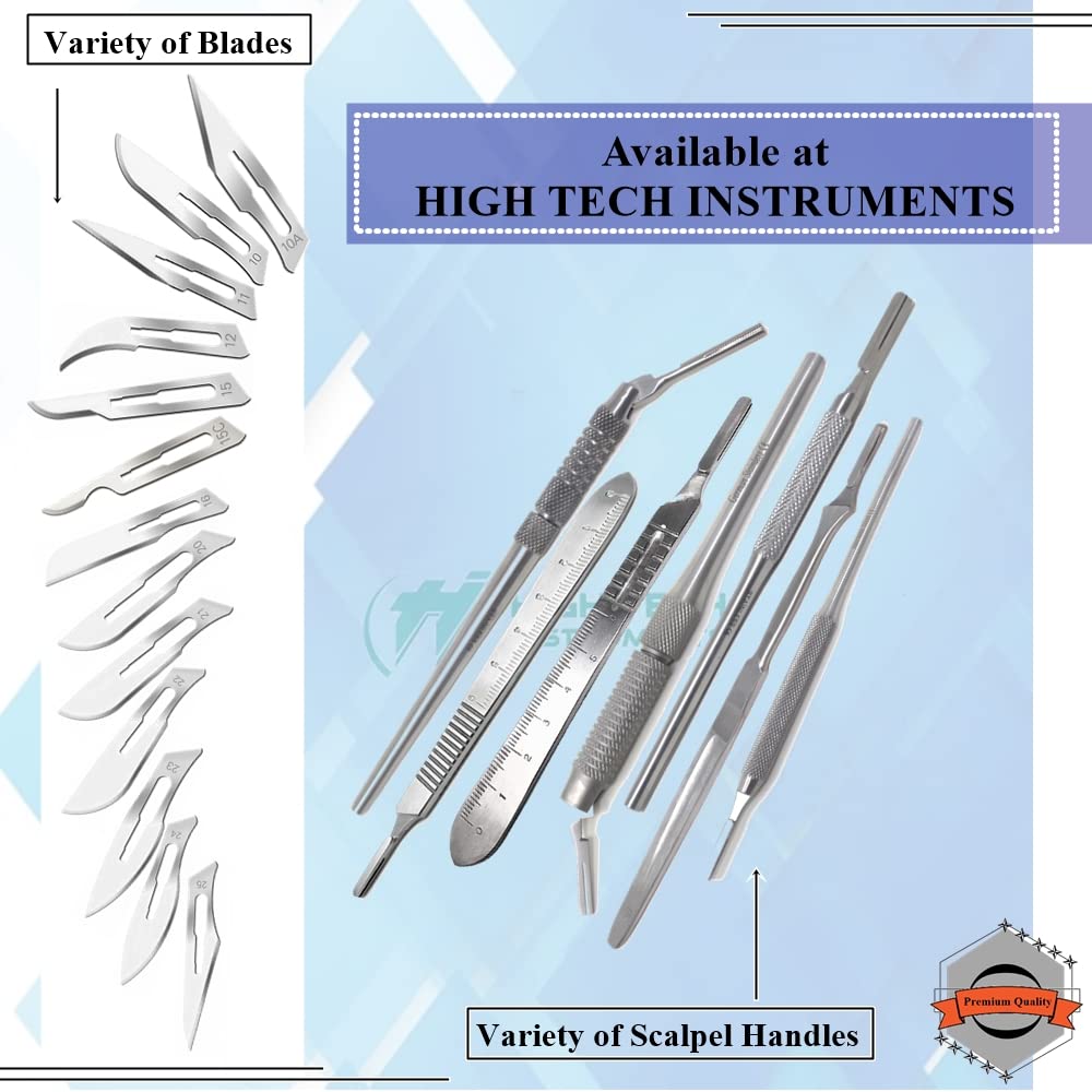 Surgical Sterile Blades #14 Box of 100 Made of High Carbon Steel & Stainless Steel Scalpel Handle Knife #3 Graduated for Lab Anatomy, Cutting, Med Student, Carving, Repairing With Blade Remover