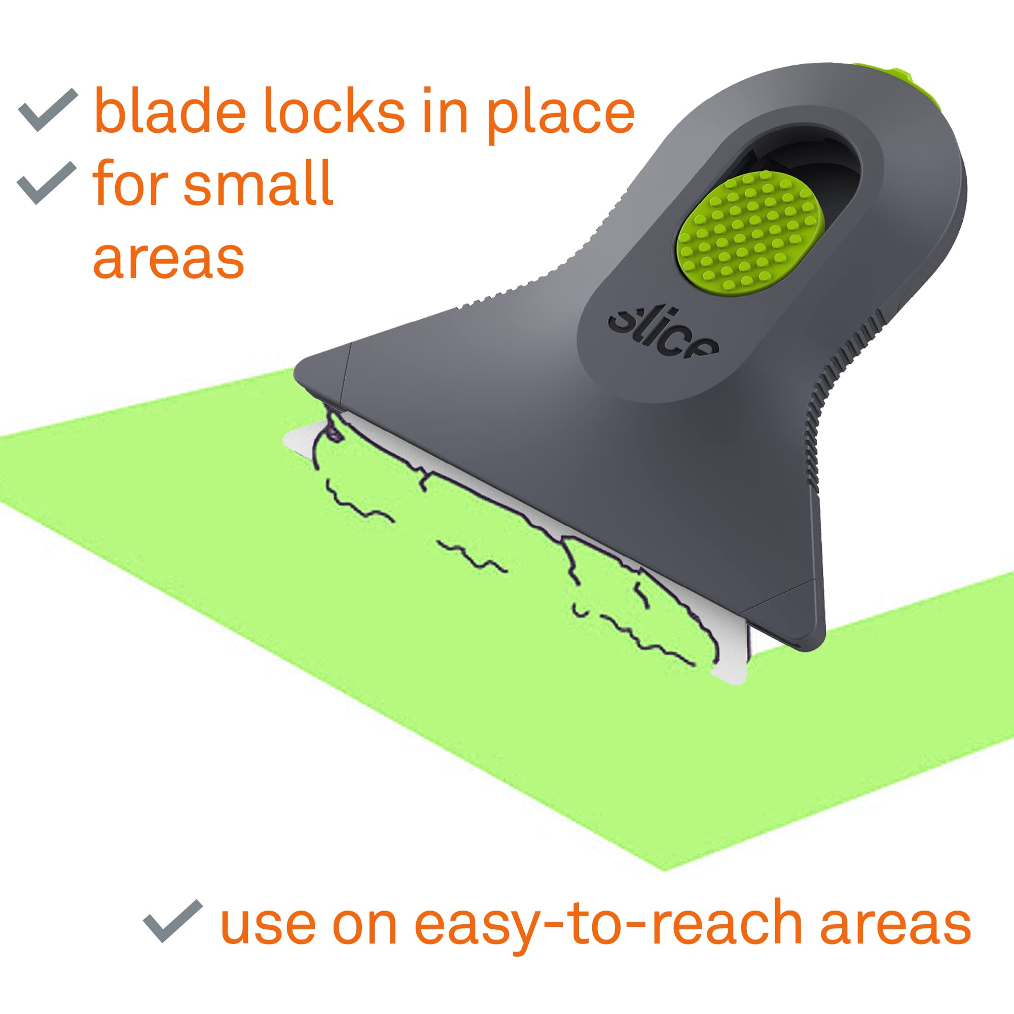 Slice 10590 Small Scraper, Ceramic Blade, Lasts 11x Longer Than Metal, Finger Friendly, Comfortable to Use, No Strain on Thumb or Hand, Auto-Retractable, Compact Size, Left or Right Hand