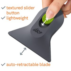 Slice 10590 Small Scraper, Ceramic Blade, Lasts 11x Longer Than Metal, Finger Friendly, Comfortable to Use, No Strain on Thumb or Hand, Auto-Retractable, Compact Size, Left or Right Hand