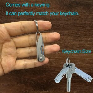 Joy-Touch Titanium Alloy Small Keychain Knife, Mini Folding Pocket Knife, EDC Box Cutter, Small Gift for Women Men (Titanium Alloy Handle/440C Steel Blade)