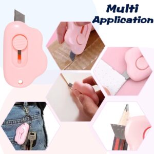 3Pcs Mini Box Cutter Retractable Utility Knife - Cloud Knife Box Cutter for Office and Home Use- Aesthetic Box Cutter for Box Letter Envelope - Multicolor.