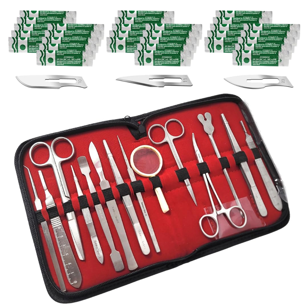 IMED Scientific 45 Pcs Advanced Dissection Kit Biology Lab Anatomy Dissecting Set Comes With Stainless Steel Scalpel Knife Handle Blades Used for Medical Students and Veterinary Training