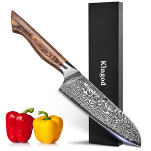 kingod 5 inch santoku knife - japanese vg10 steel core - ultra sharp blade - ergonomic wooden handle - kitchen essentials