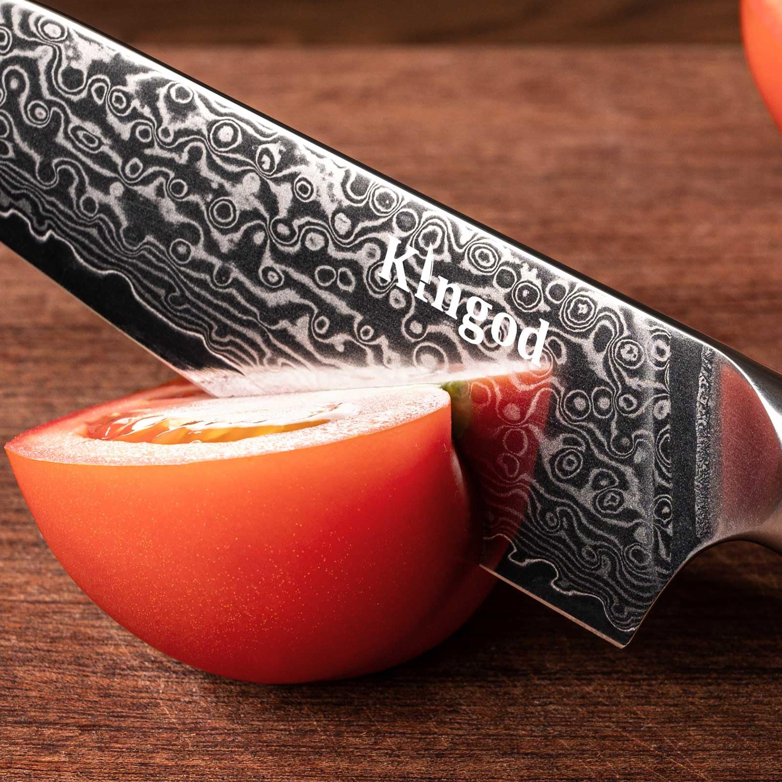 KINGOD 5 Inch Santoku Knife - Japanese VG10 Steel Core - Ultra Sharp Blade - Ergonomic Wooden Handle - Kitchen Essentials