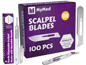 pack of 115 scalpel blades & a handle 10r blades dermaplaning replacement blades