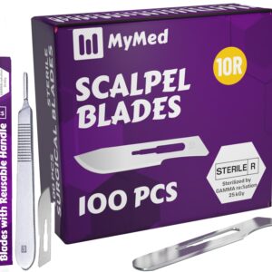 Pack of 115 Scalpel Blades & a Handle 10r Blades Dermaplaning Replacement Blades