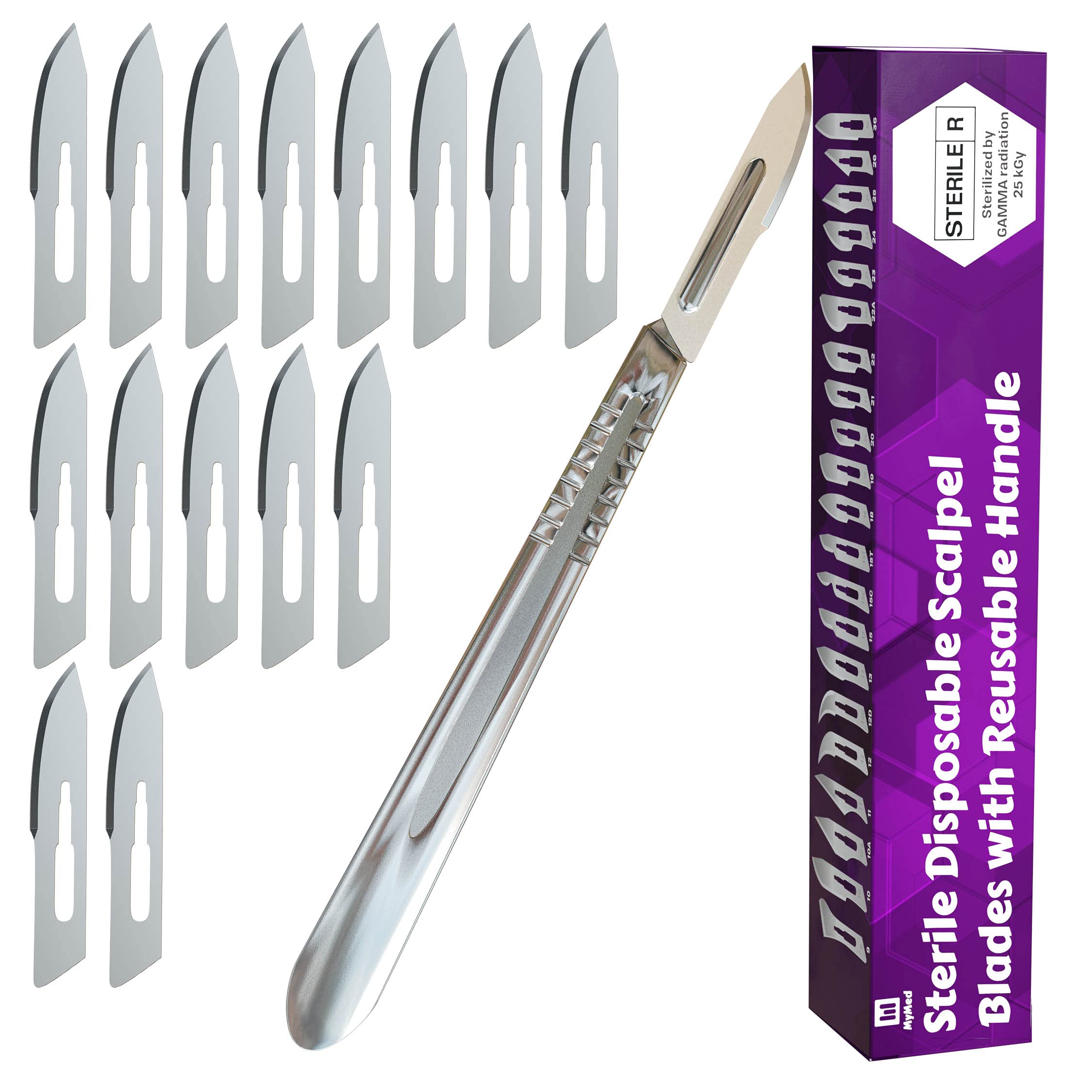 Pack of 115 Scalpel Blades & a Handle 10r Blades Dermaplaning Replacement Blades