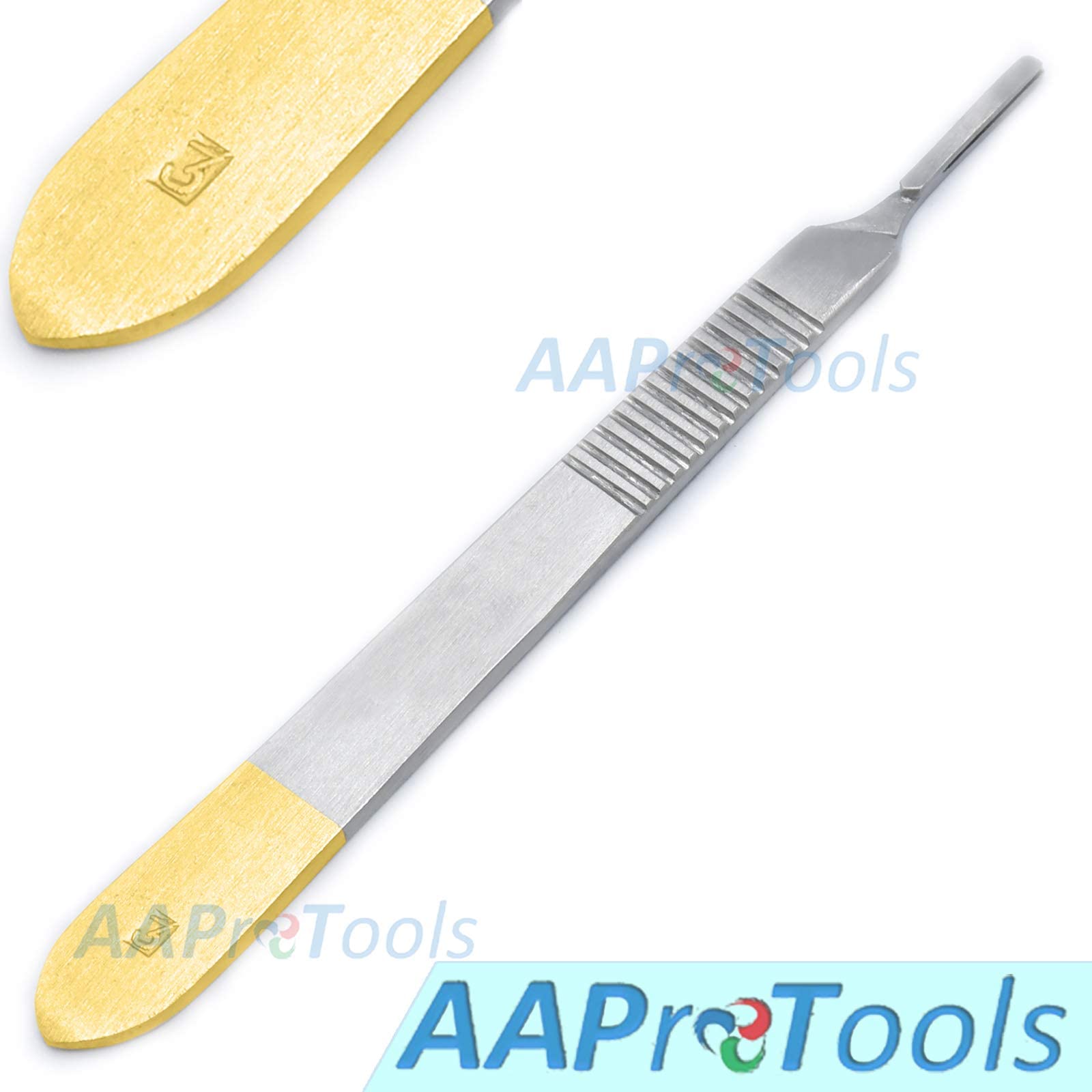 AAProTools Scalpel Handle Knife No. 3 with Colored Handles - Perfect for Student, Educational-Use, Dissection Experimentation and More (Gold)