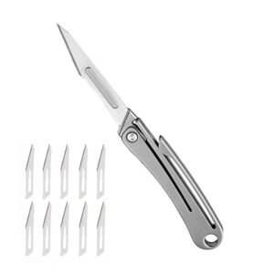 wiokiny titanium scalpel lightweight antirust folding scalpel practicality pocket knife (titanium scalpel-b)