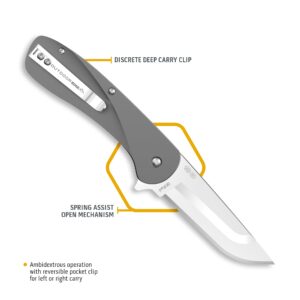 OUTDOOR EDGE RAZOR VX1 | Replaceable Blade EDC Flipper Folding Pocket Knife | 3" Stainless Blade, Gray Anodized Aluminum Handle, Reversible Pocket Clip | Outdoor, Camping, Survival, Utility