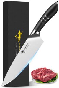 mad shark chef knife, 8 inch kitchen knife razor sharp professional chef’s knife, ergonomic well balanced cooking knife with gift box